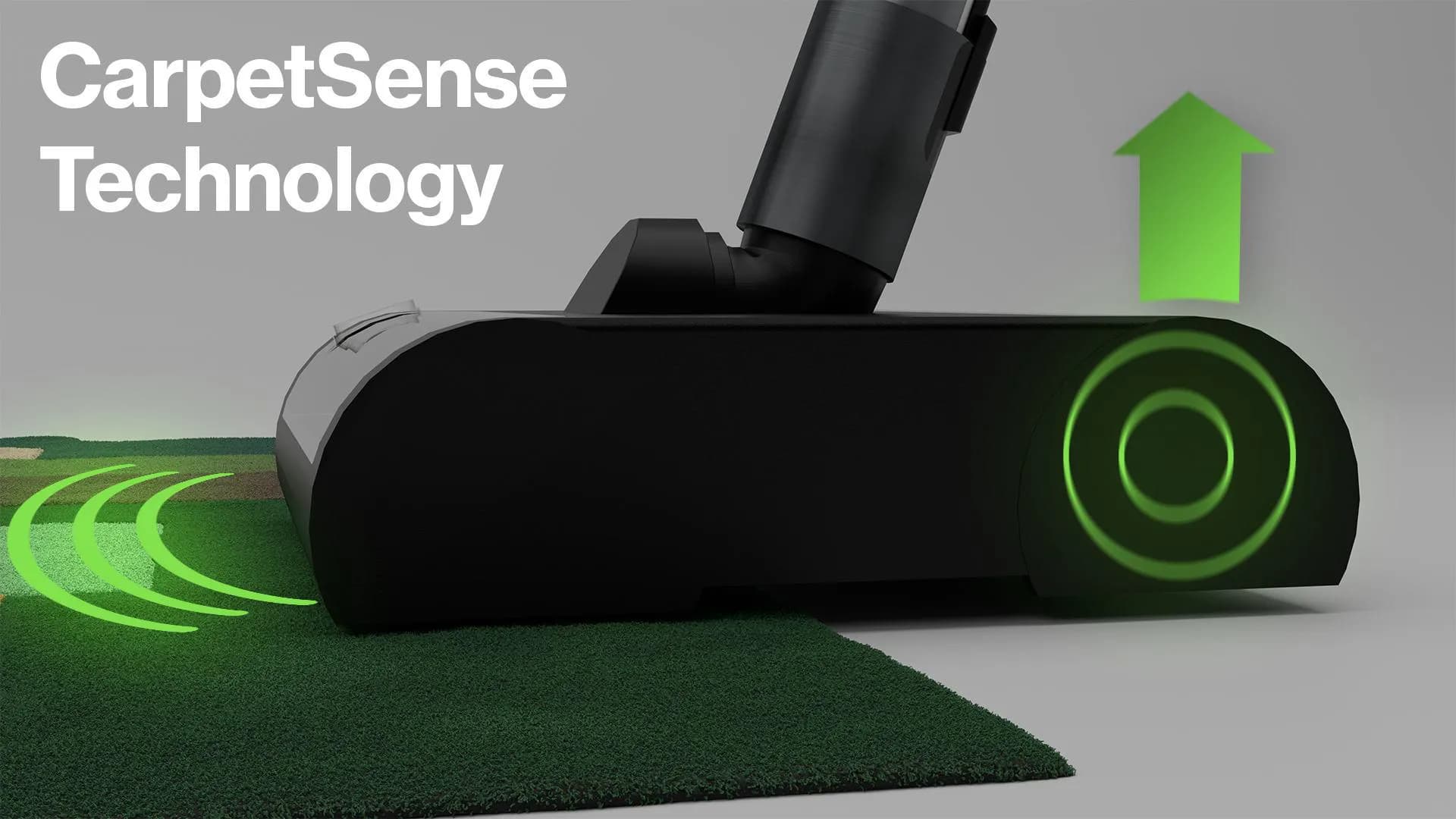 Render of the CarpetSense head glowing green on a carpet edge