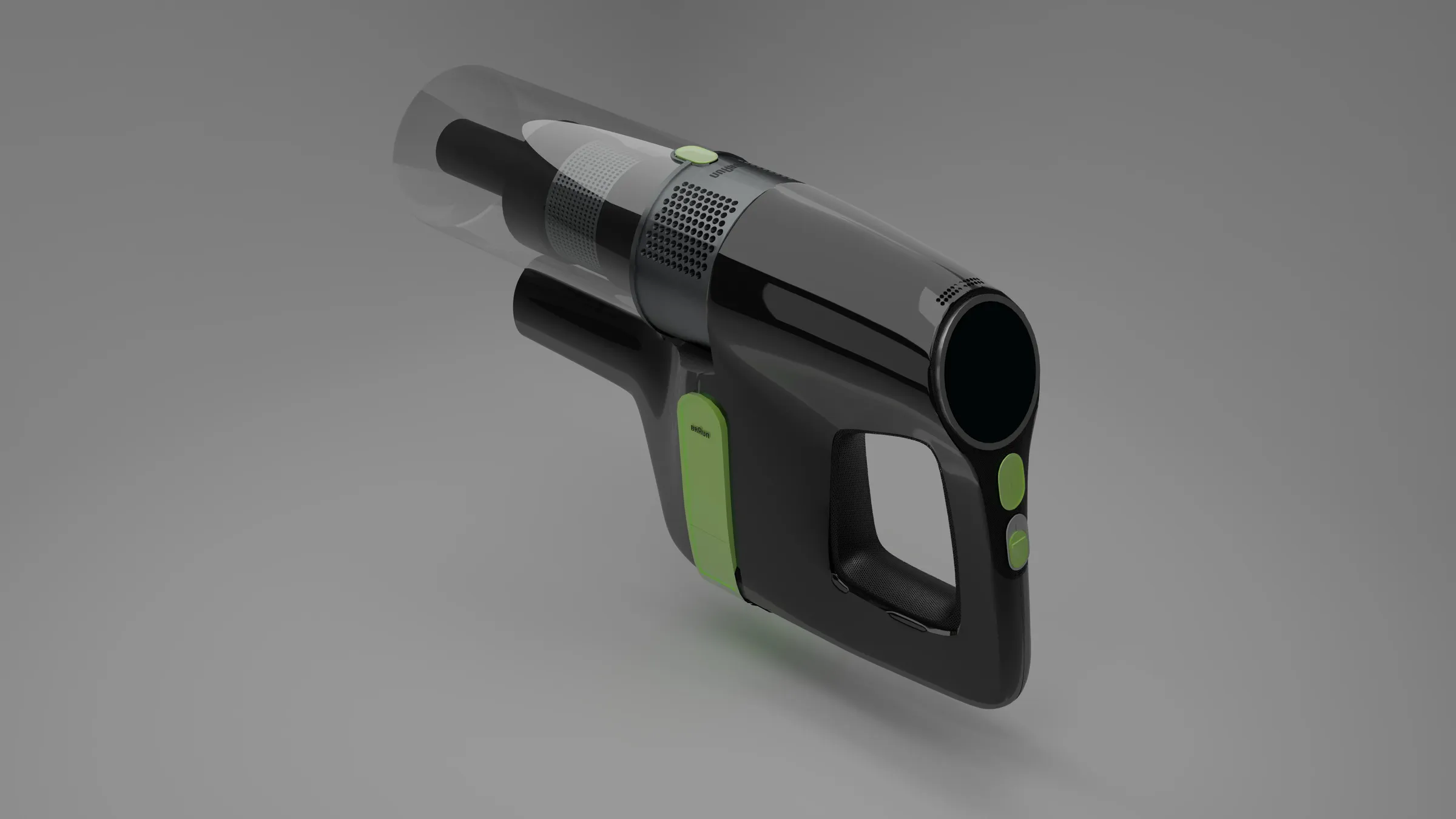 Handheld unit at an angle showing the display
