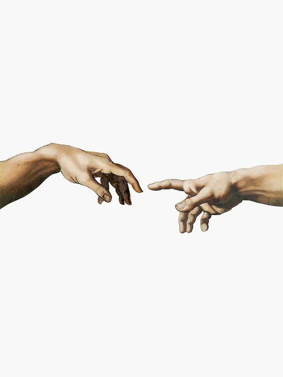 Detail of Michelangelo's The Creation of Adam: two hands almost touching
