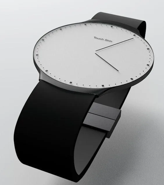 Minimal white-dial wristwatch on a black strap