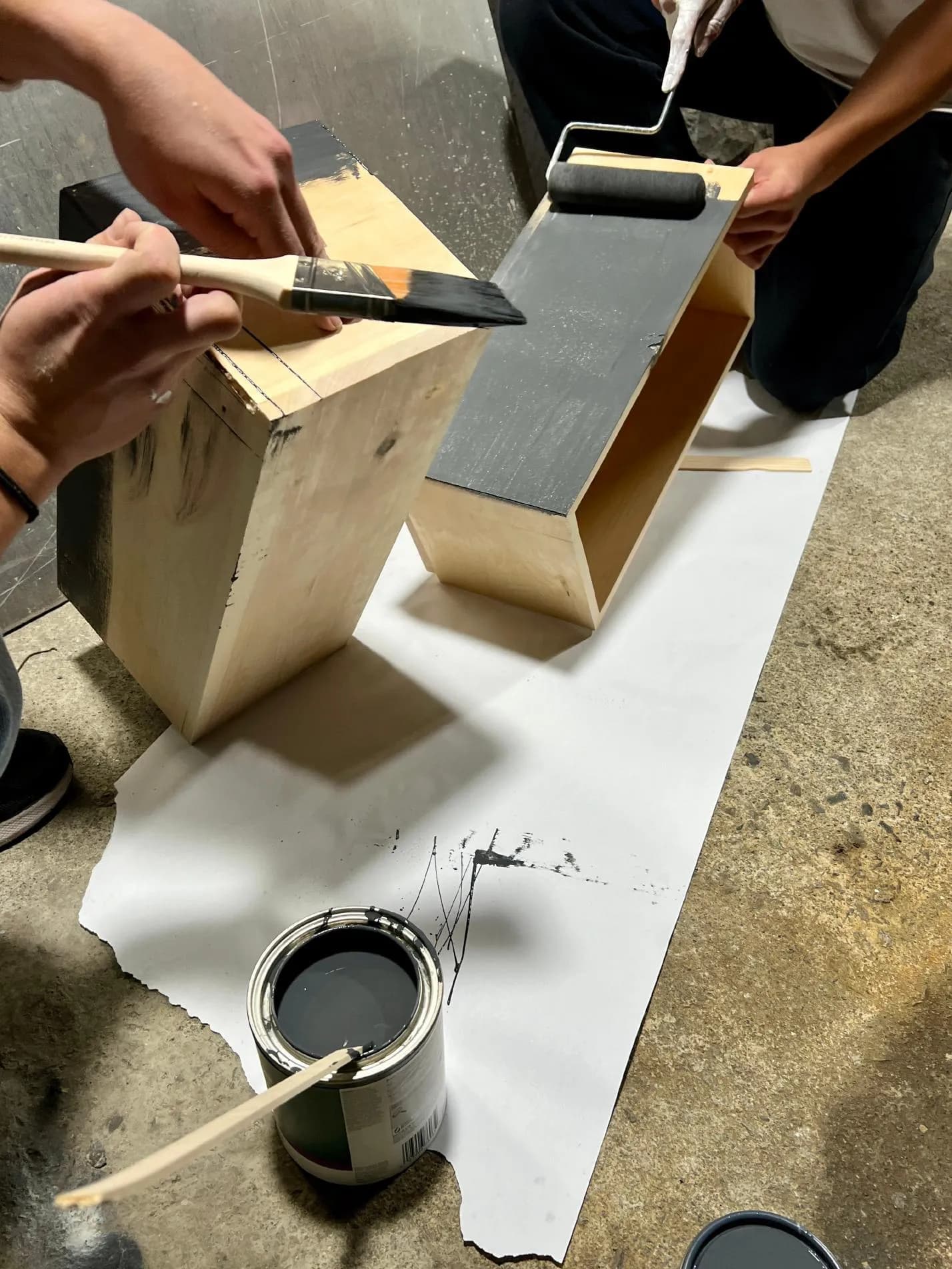 Sanding the wooden prototype housing