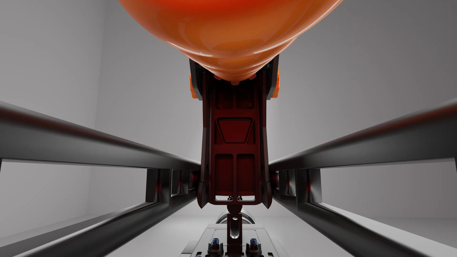 Low-angle render of the main bar showing its moulded ribs